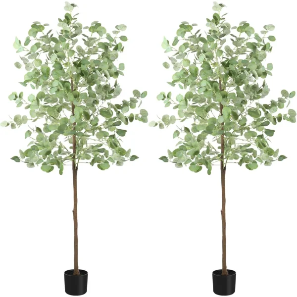 6FT Artificial Eucalyptus Tree Tall Faux Silk Eucalyptus Plant with Lifelike Eucalyptus Leaves Fake Tree for Home Indoor Decor - Image 7