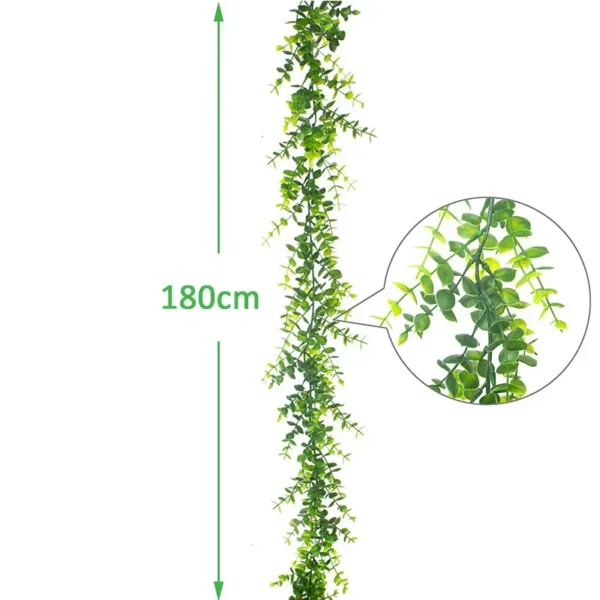 180cm Artificial Eucalyptus Garland Rattan for Wreaths DIY Wedding Decorations Arch Wall Backdrop Green Hanging Vine Fake Plants - Image 7