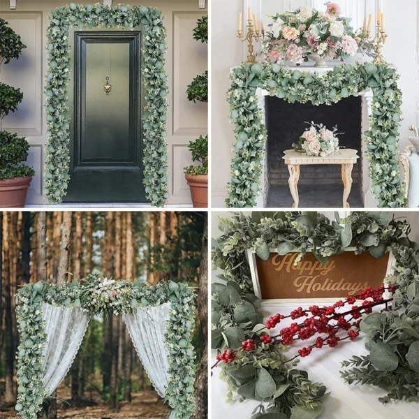 175cm Fake Eucalyptus Rattan Artificial Plants Vine Green Garland Leaf Silk Ivy Wall Hanging Garland Wedding Party Decoration - Image 3