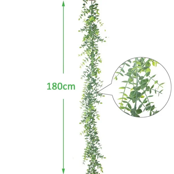 180cm Artificial Eucalyptus Garland Rattan for Wreaths DIY Wedding Decorations Arch Wall Backdrop Green Hanging Vine Fake Plants - Image 8
