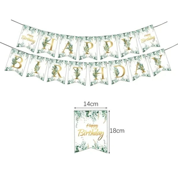 Green Eucalyptus Leaf Disposable Tableware Set Paper Plate Cup Napkin Kids Adult Birthday Supplies Hawaiian Summer Party Decor - Image 5