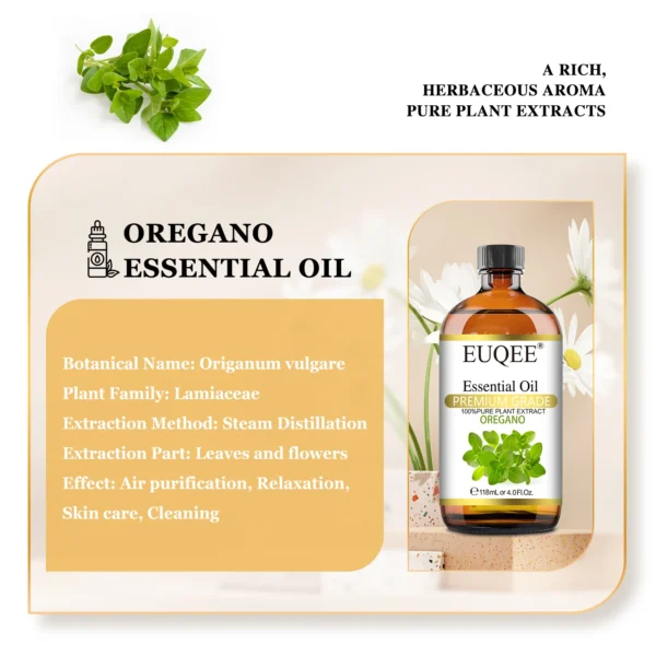 EUQEE 118ML Oregano Jasmine Lavender Essential Oil For Humidifier Diffuser Eucalyptus Aroma Oils For DIY Soap Candle - Image 2