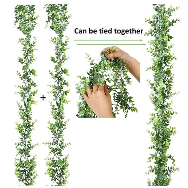 180cm Artificial Eucalyptus Garland Rattan for Wreaths DIY Wedding Decorations Arch Wall Backdrop Green Hanging Vine Fake Plants - Image 4